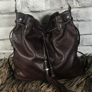 VTG JUICY COUTURE Leather Drawstring Gold Stud Shoulder Bag